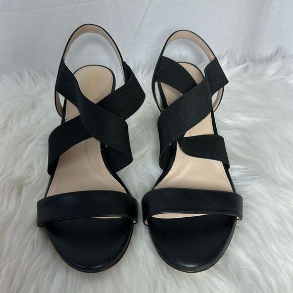 Cole Haan Grand Series Black Leather/Elastic Strap Sandals Sz 10 - Picture 3 of 7